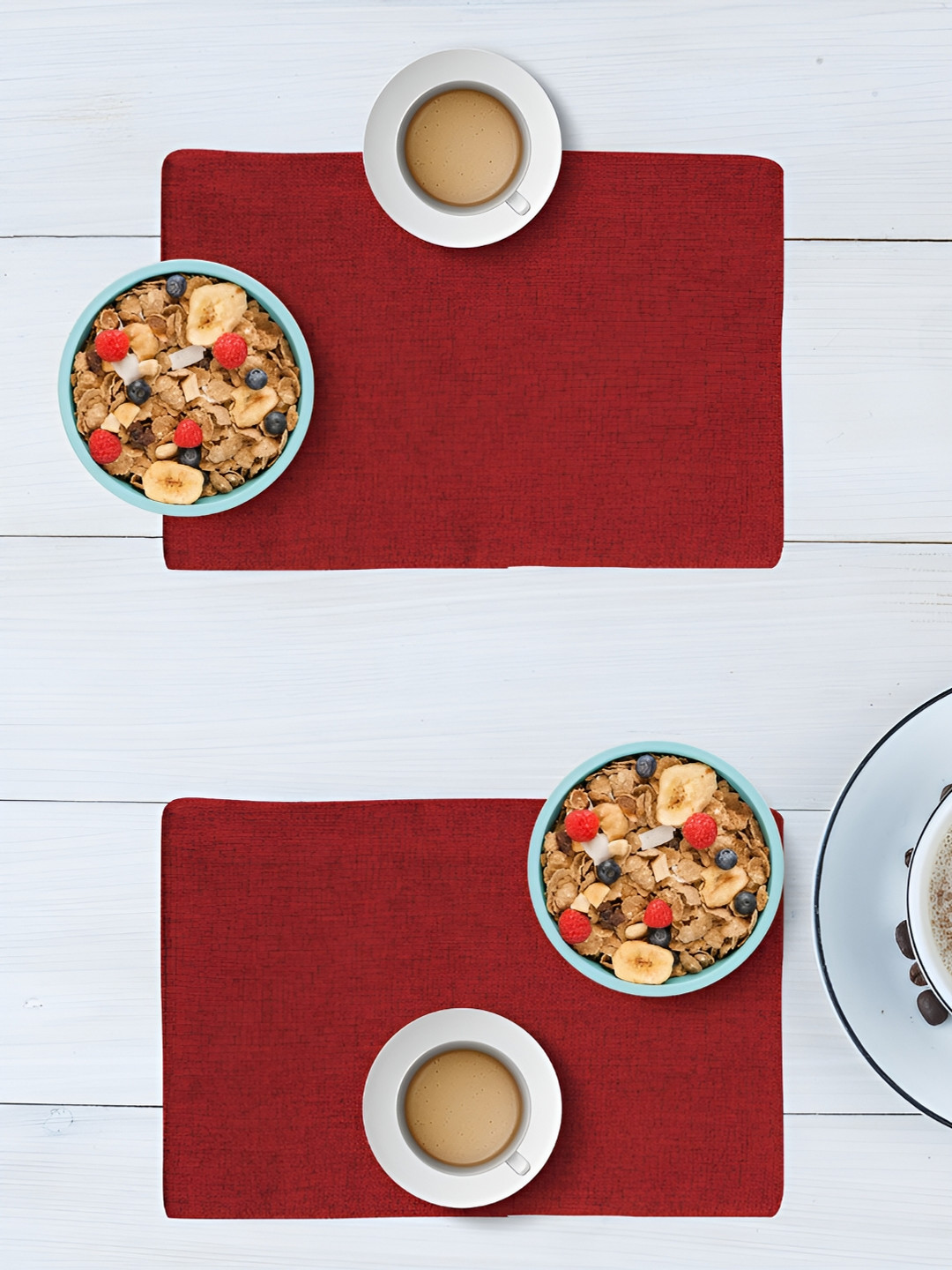 FABURAA Brick Red 2 Pieces Jute Table Placemats