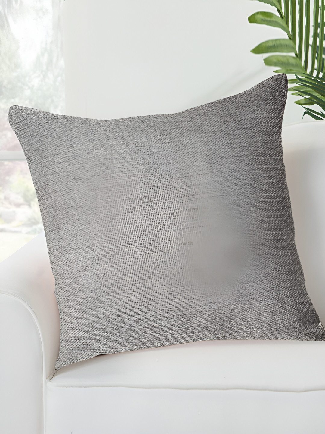 FABURAA Grey Jute Silk Durable Textured Square Cushion Covers - 18 x 18 In