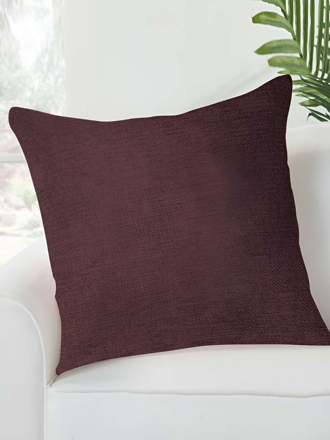 FABURAA Brown Jute Durable Square Cushion Cover -20x20In
