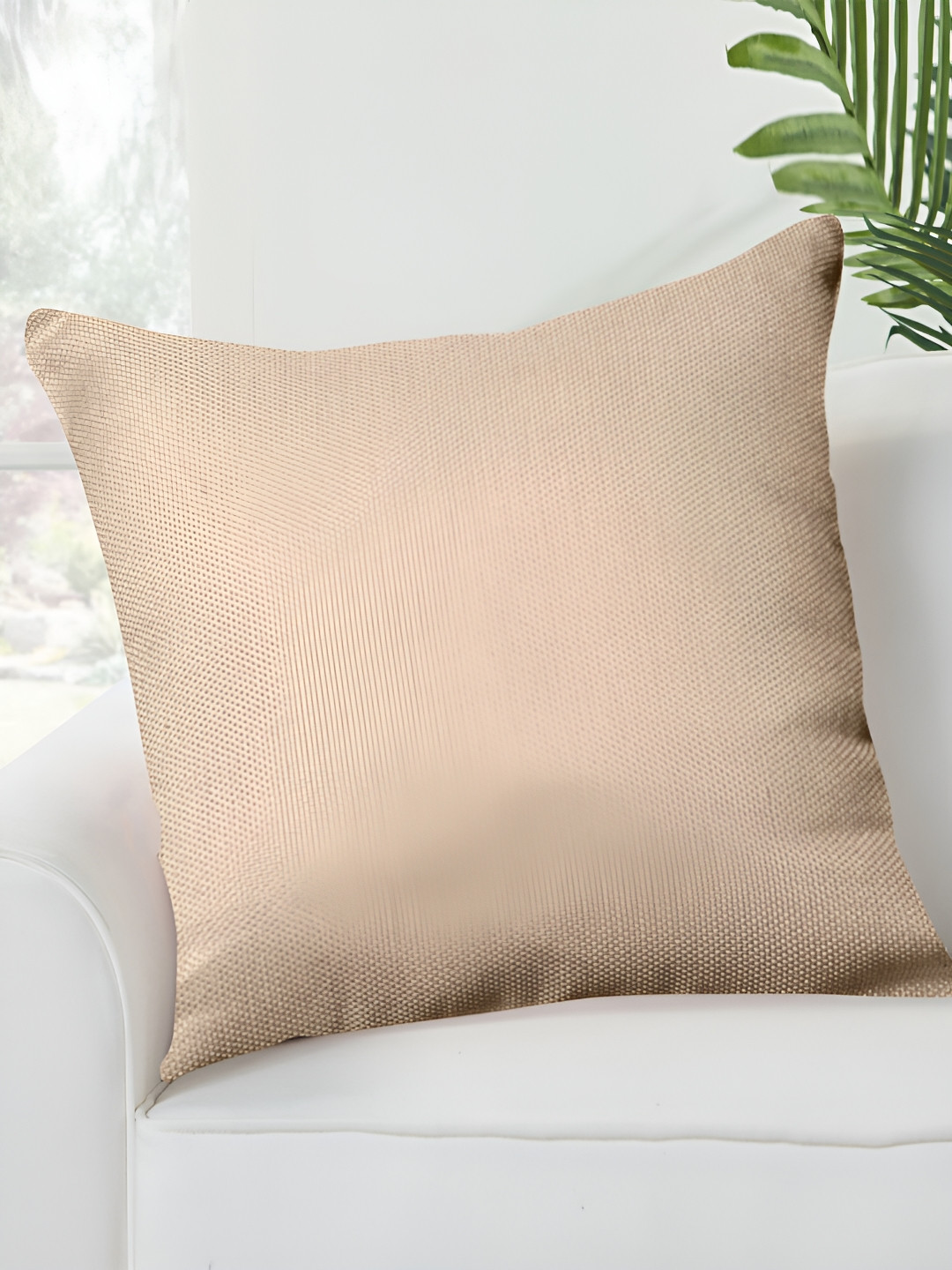 FABURAA Gold Polyester Silk Durable Square Cushion Cover -18x18In