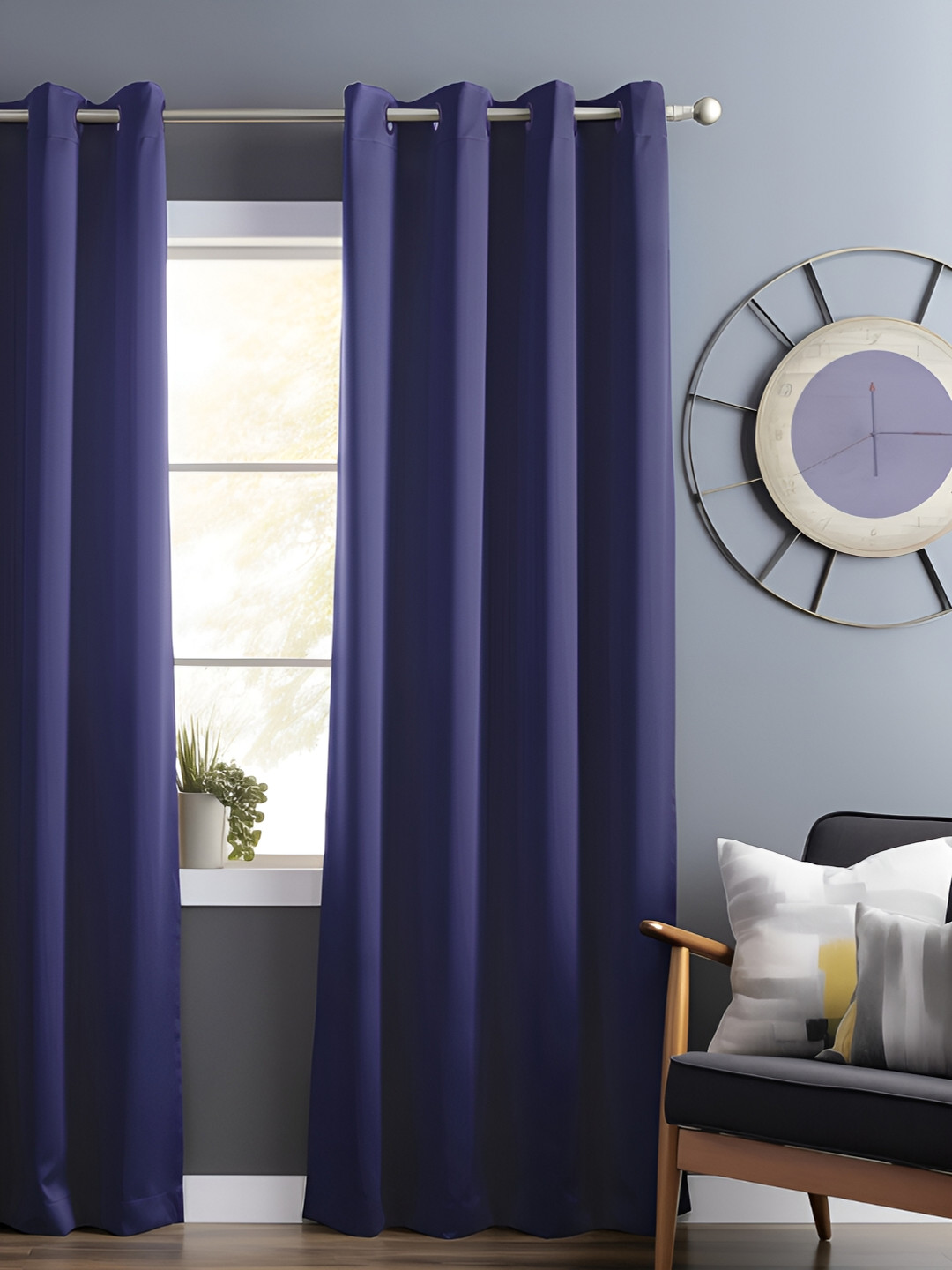 Bedspun Violet Black Out Long Door Curtain