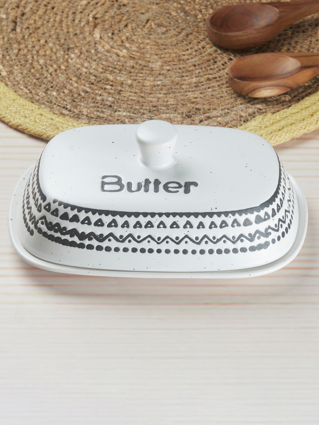 Kookee White & Grey Ceramic Smooth Surface Serving Dish