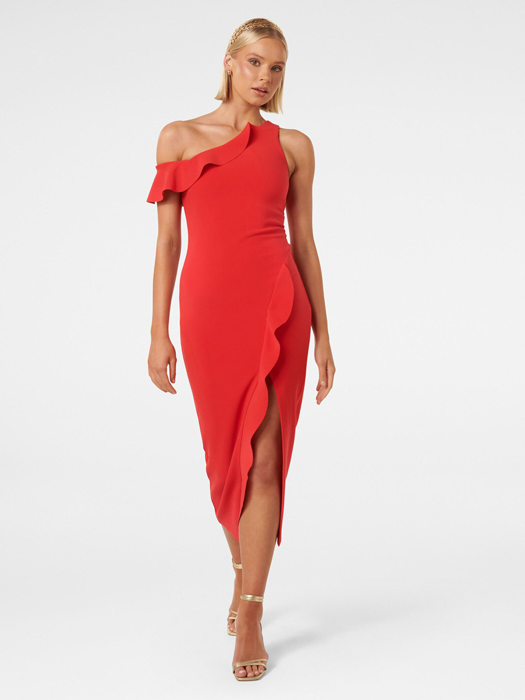 Forever New One Shoulder Midi Dress