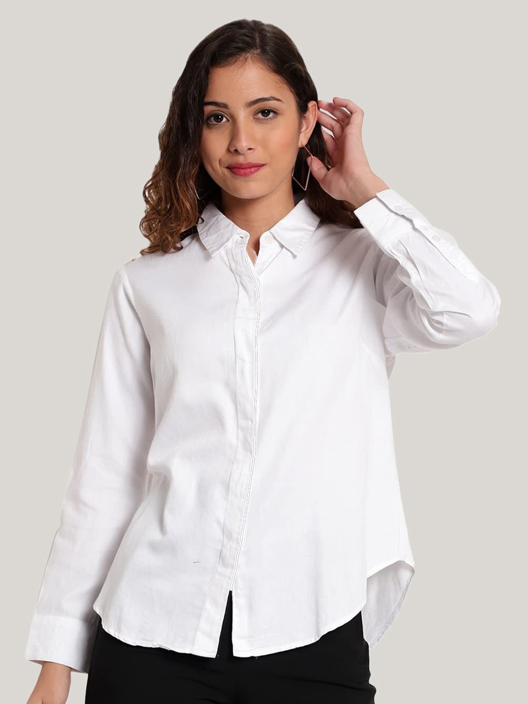 Indietoga Spread Collar Classic Slim Fit Cotton Formal Shirt