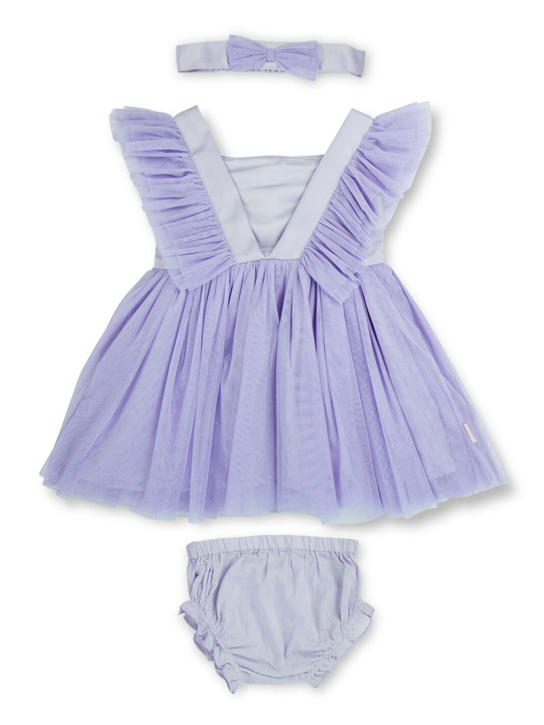 GJ baby Girls Sleeveless Ruffled Silk Fit & Flare Dress With Headband & Brief