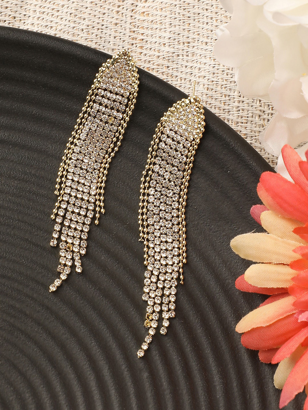 DressBerry Transparent Silver Plated Contemporary Drop Earrings