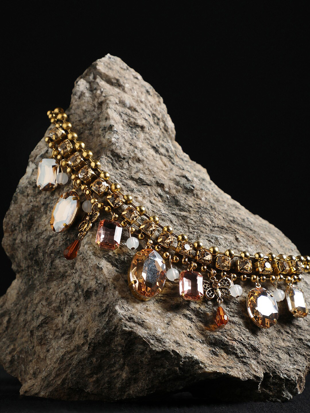 DressBerry Brown Gold-Plated Stone-Studded Choker Necklace