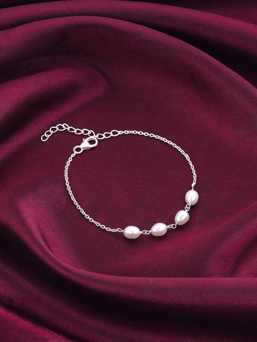 GIVA Women 925 Sterling Silver Pearls Rhodium-Plated Wraparound Adjustable Bracelet