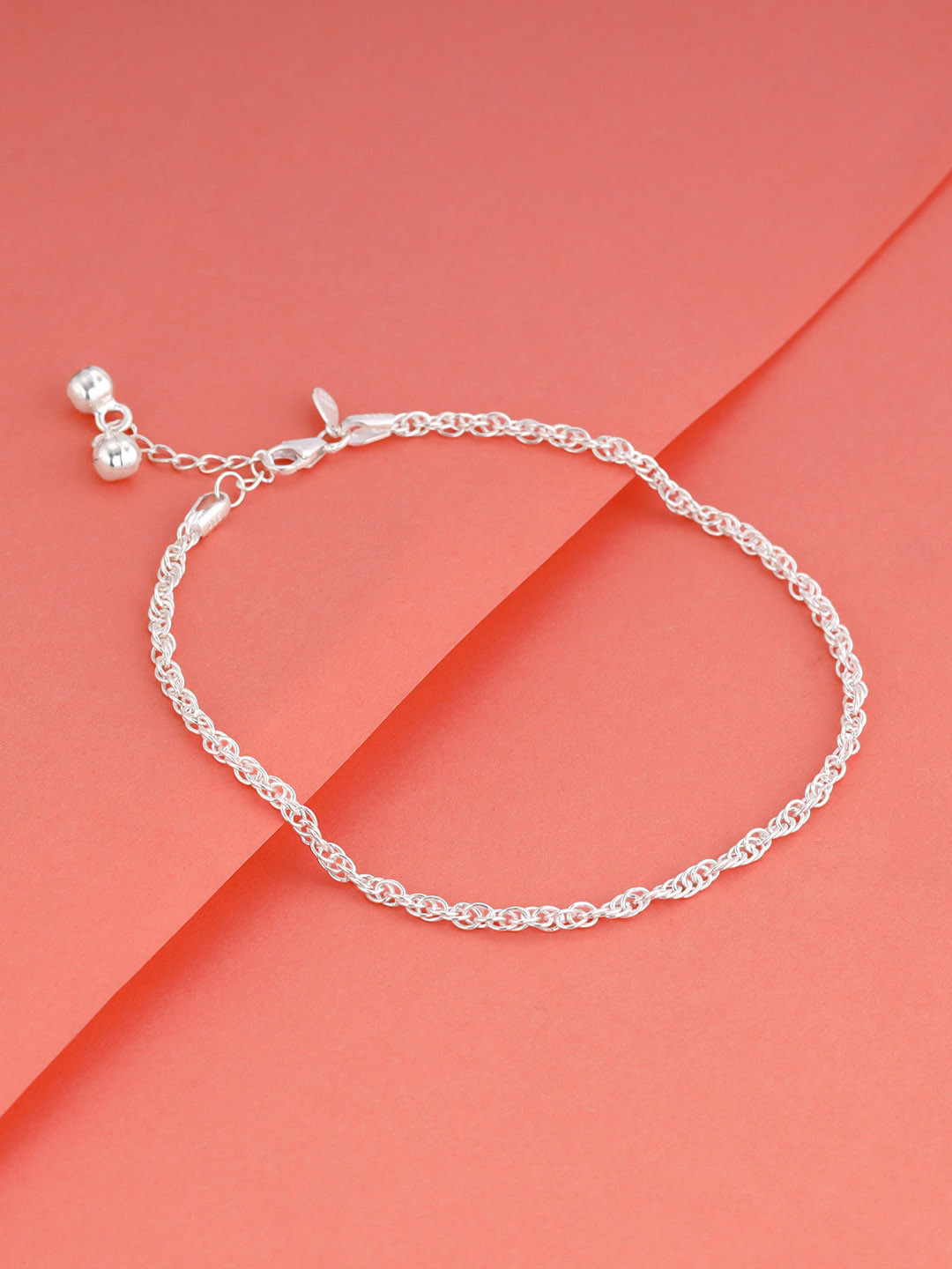 GIVA Rhodium-Plated 925 Sterling Silver Link Chain Anklet