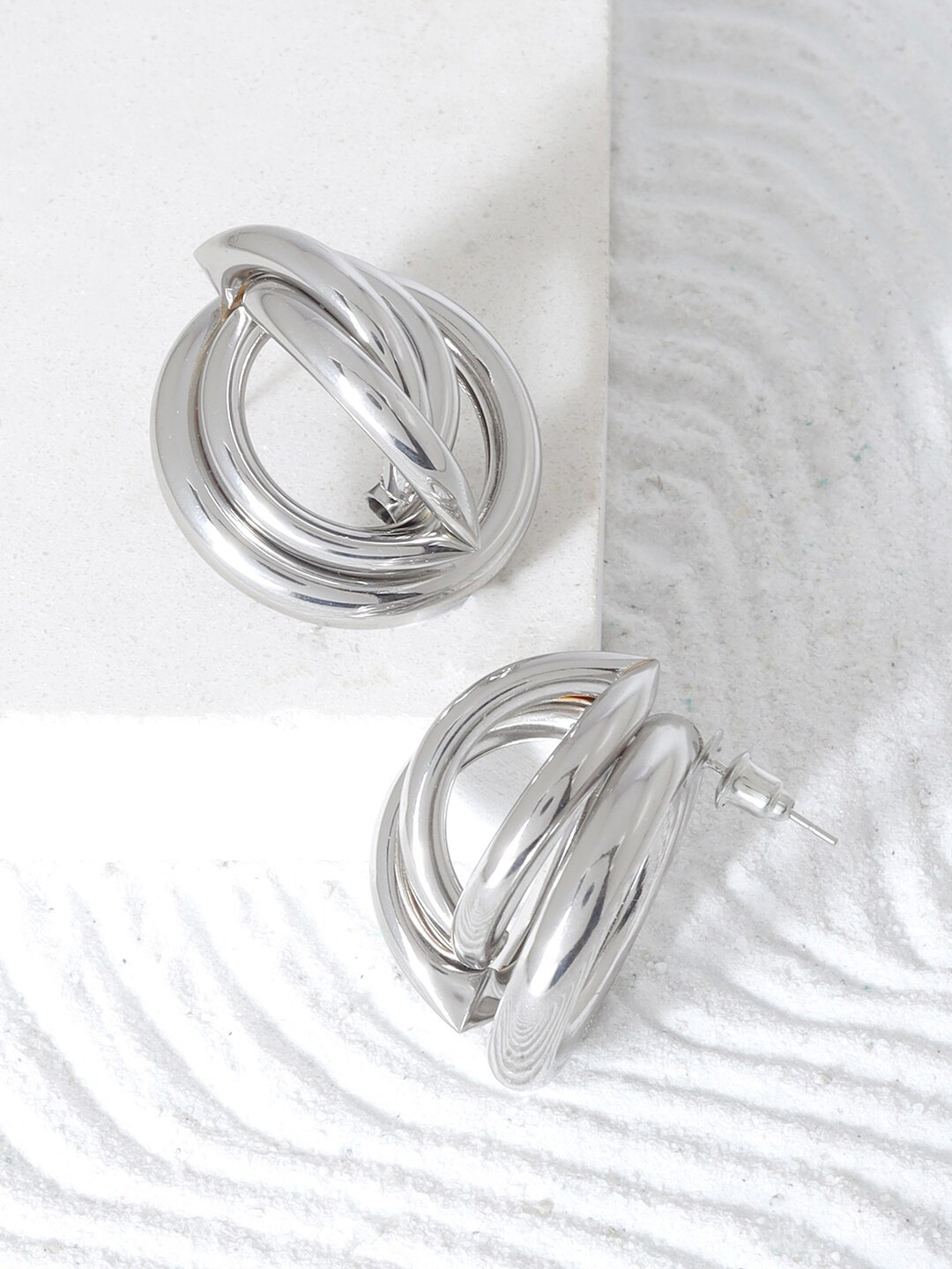 JOKER & WITCH Sapphira Silver-Plated Contemporary Studs Earrings