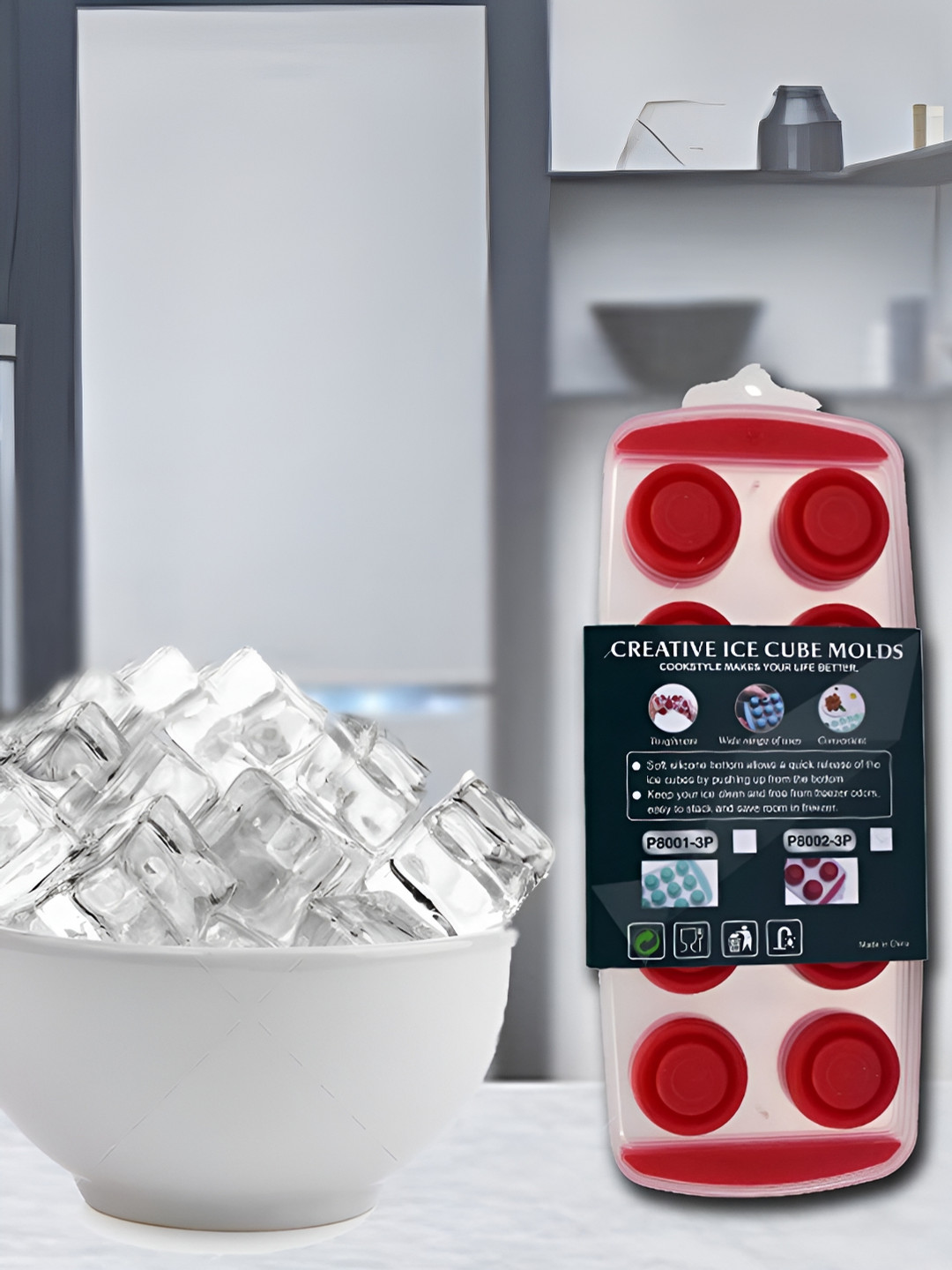 Kookee Red & Transparent 3 Pieces Flexible Ice Moulds