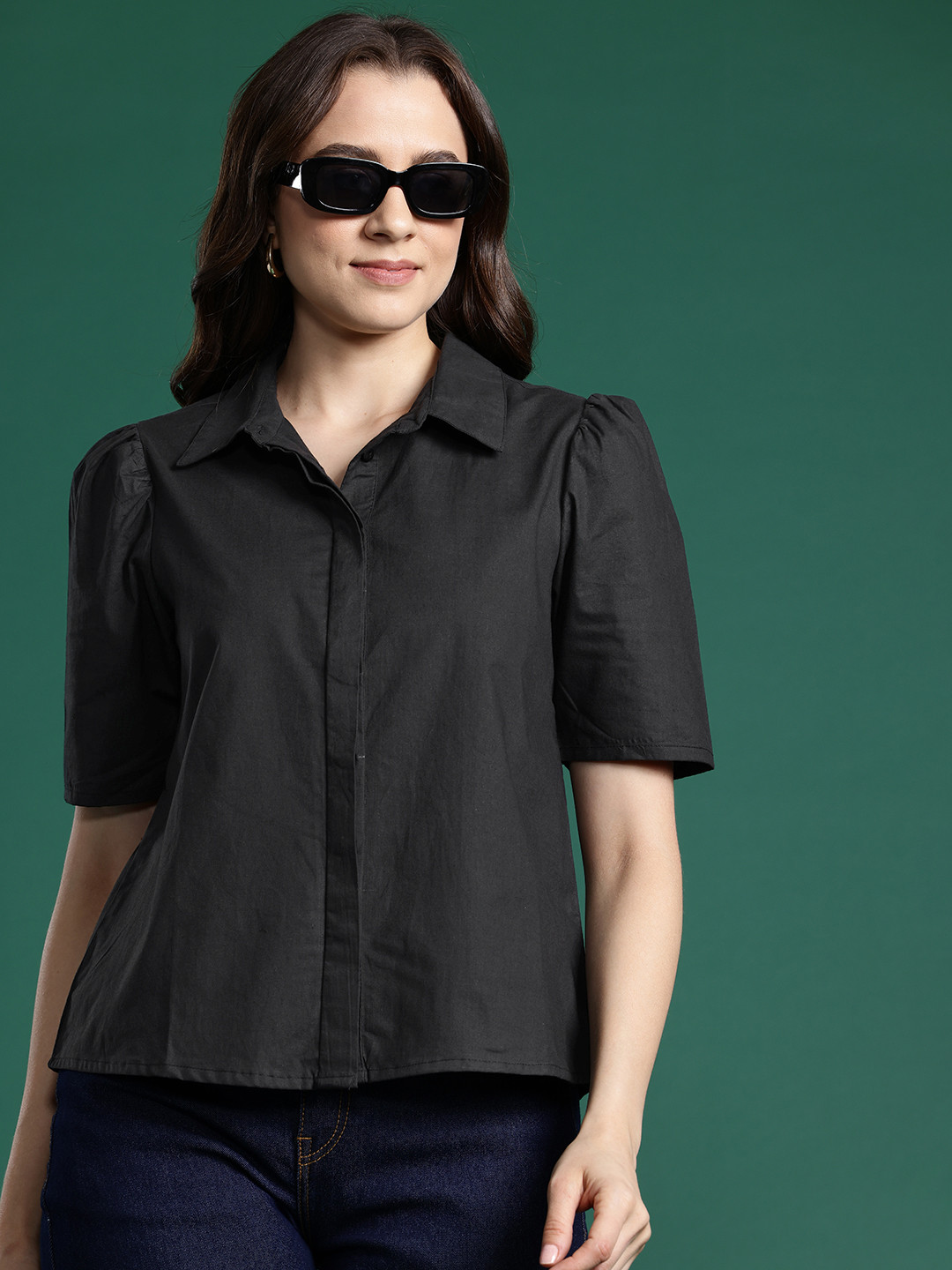 DressBerry Basics Pure Cotton Opaque Casual Shirt