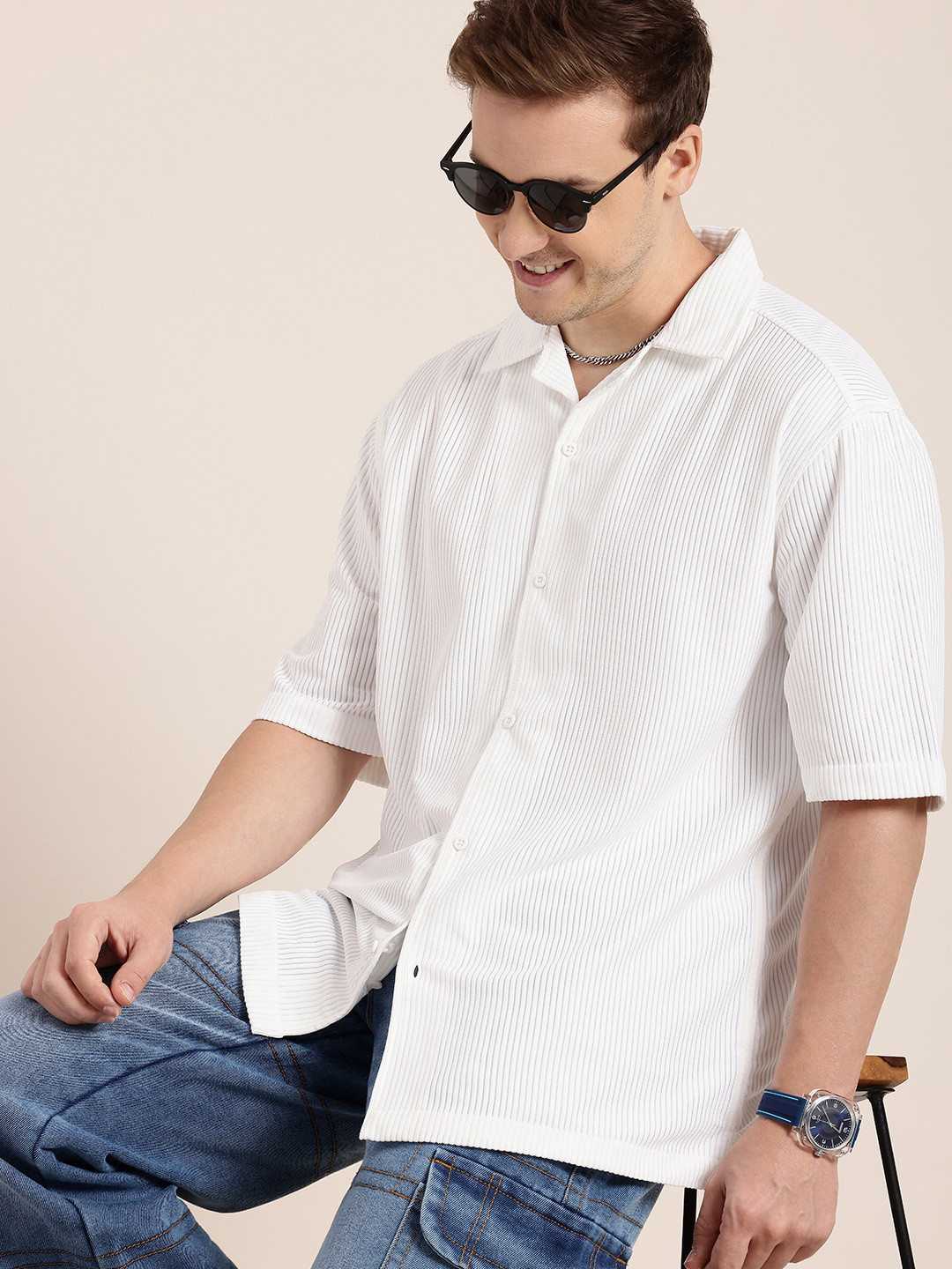 HERE&NOW Relaxed Fit Corduroy Casual Shirt
