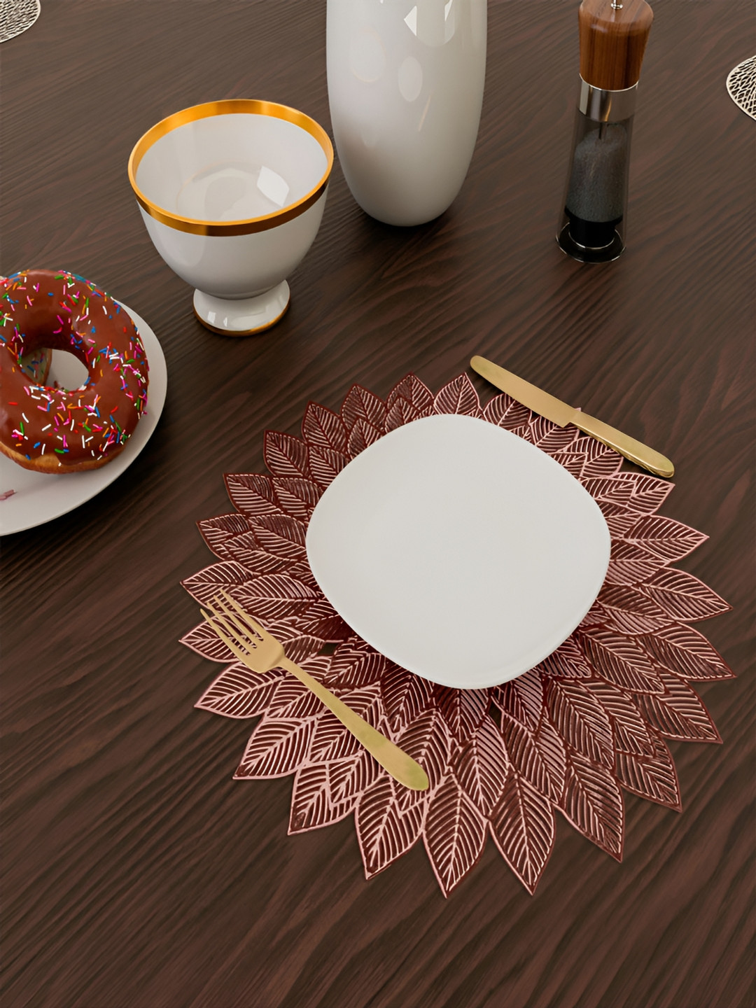 Kuber Industries Copper Toned 6 Pcs Table Placemats