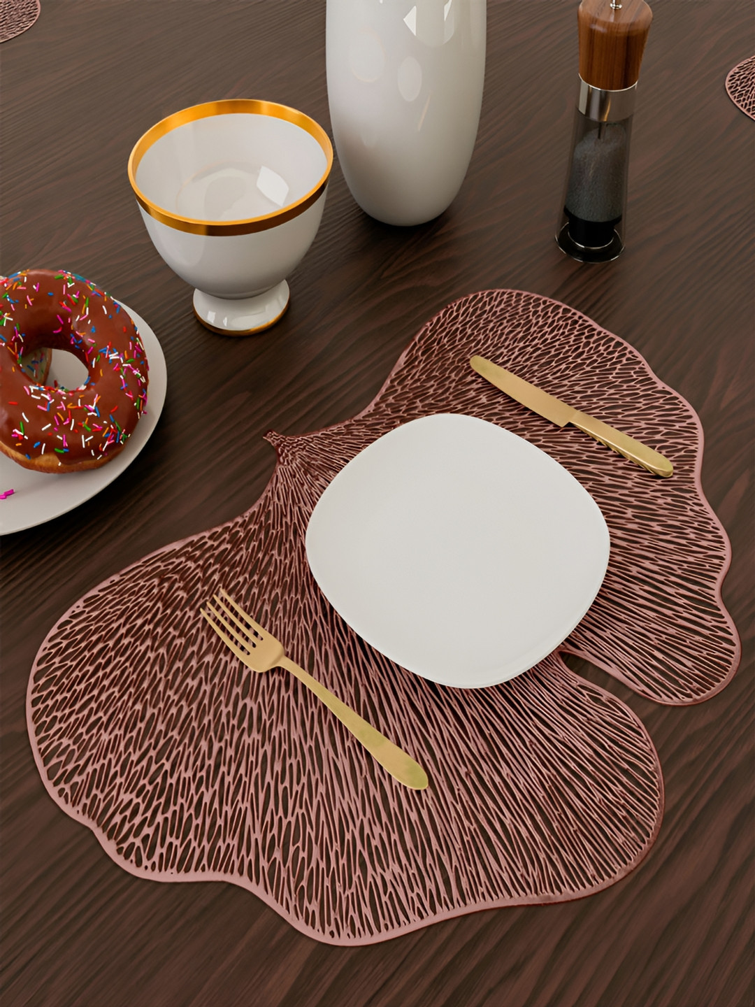 Kuber Industries Copper Toned 6 Pcs Butterfly Shaped Table Placemats