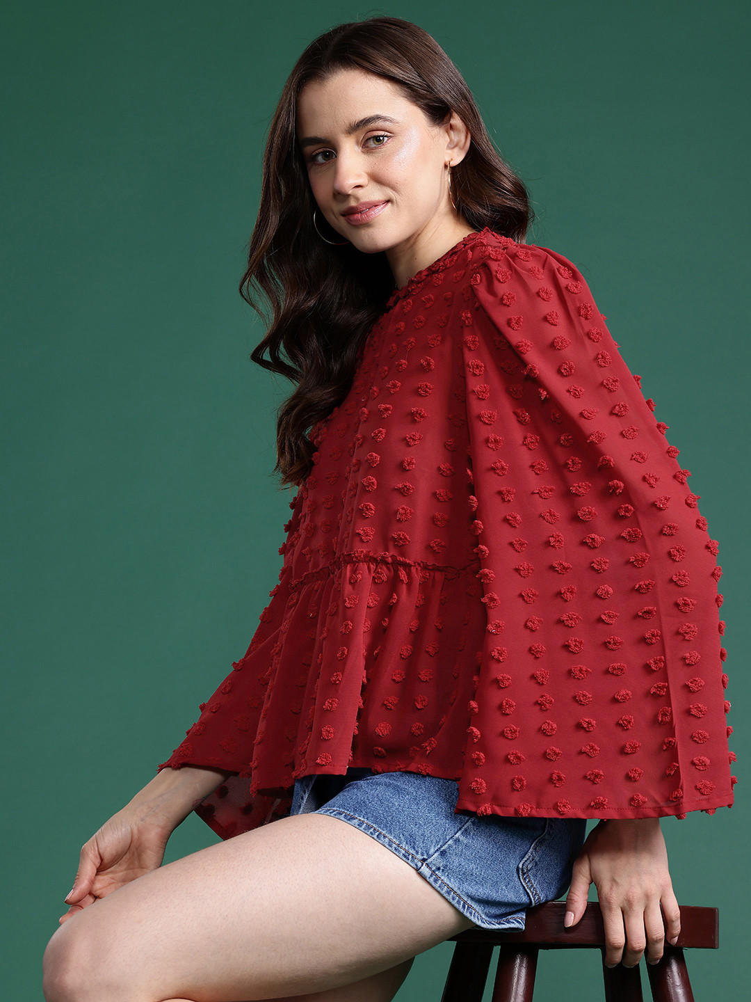 DressBerry Bizwear Dobby Weave A-Line Top