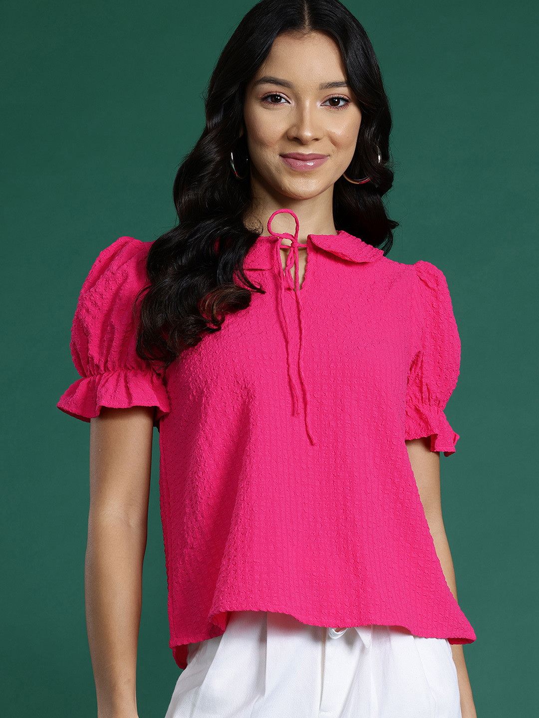 DressBerry Peter Pan Collar Seersucker Top