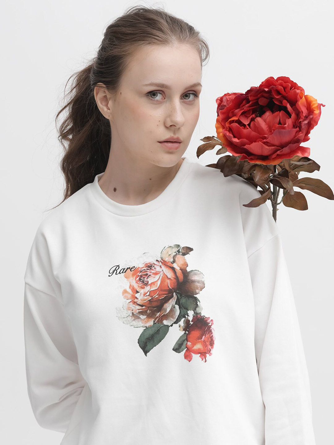 RAREISM Foral Printed Cotton Sweatshirt