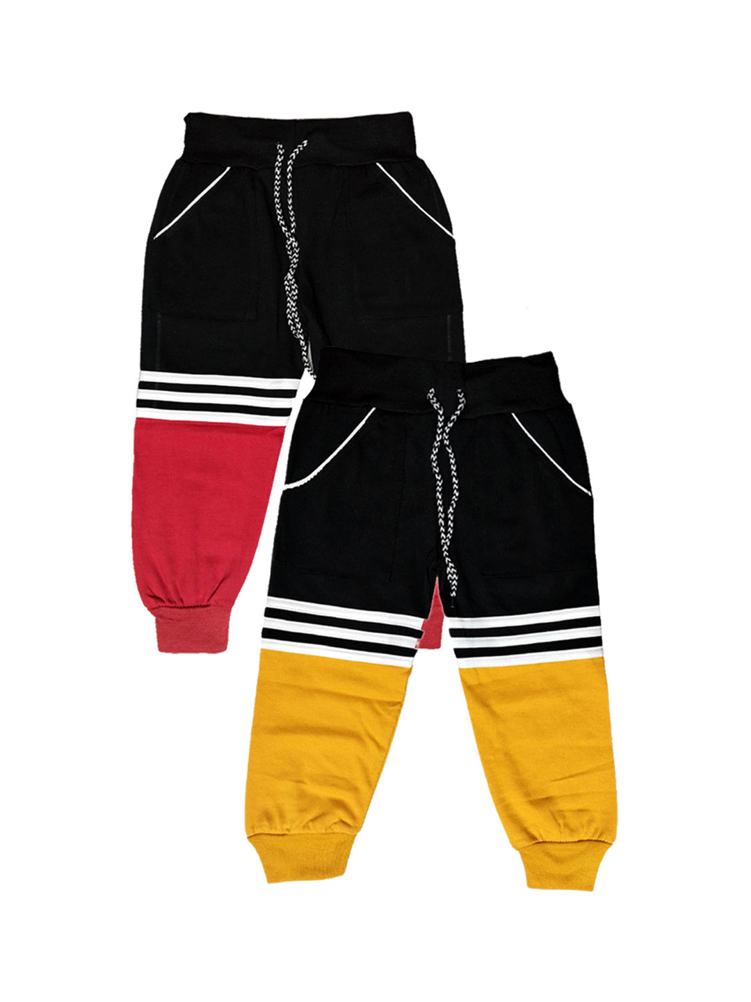 BAESD Kids Pack Of 2 Coloblocked Pure Cotton Joggers