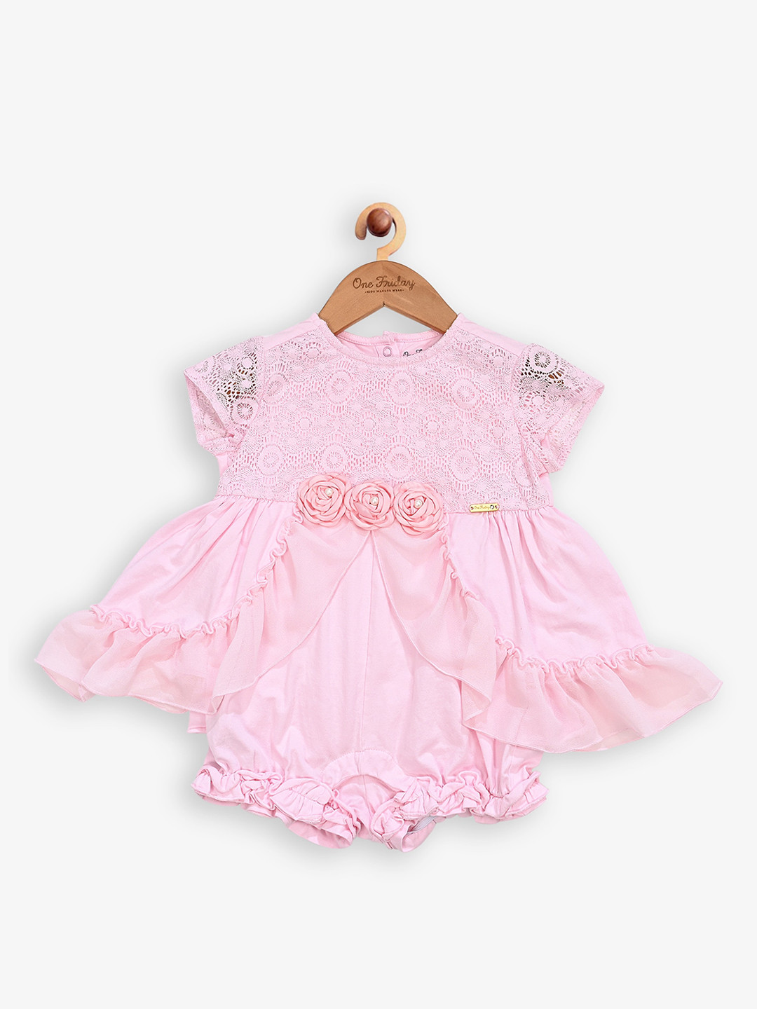 One Friday Girls Floral Self Design Cotton Dress