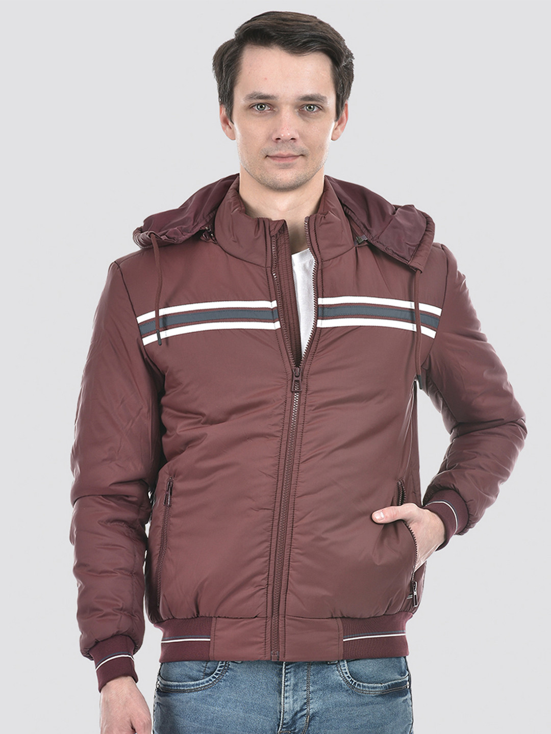 Numero Uno Mock Collar with Detachable Hood Lightweight Puffer Jacket