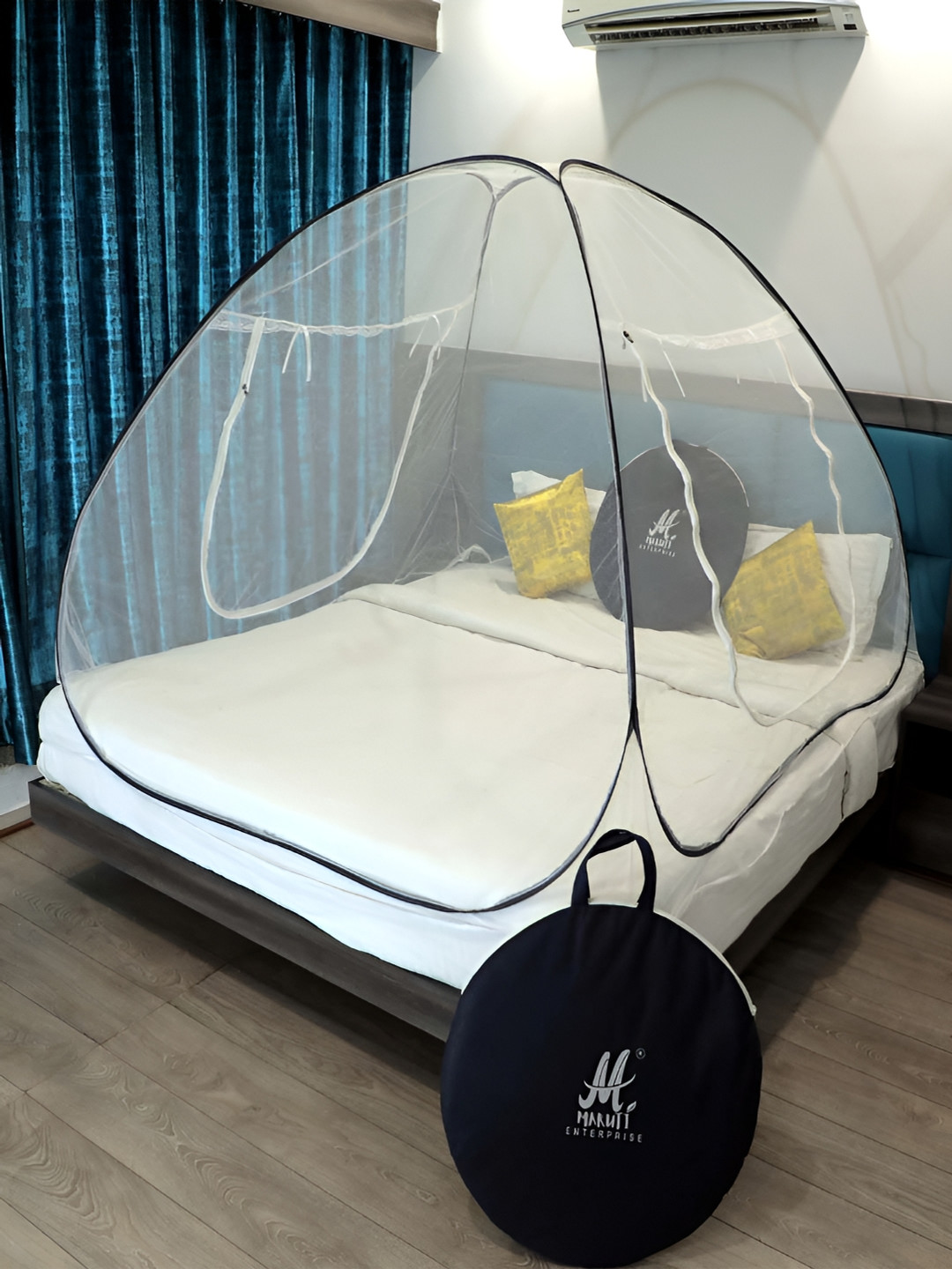 MARUTI ENTERPRISE White & Black King Size Tent Mosquito Net
