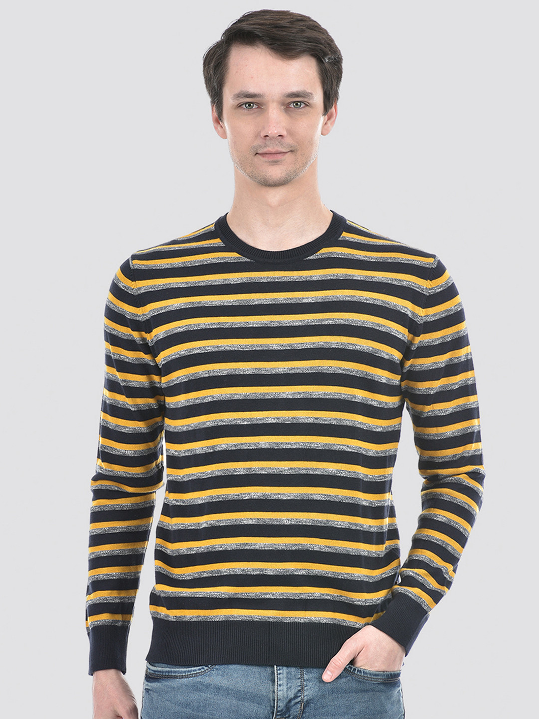 Numero Uno Striped Ribbed Acrylic Pullover
