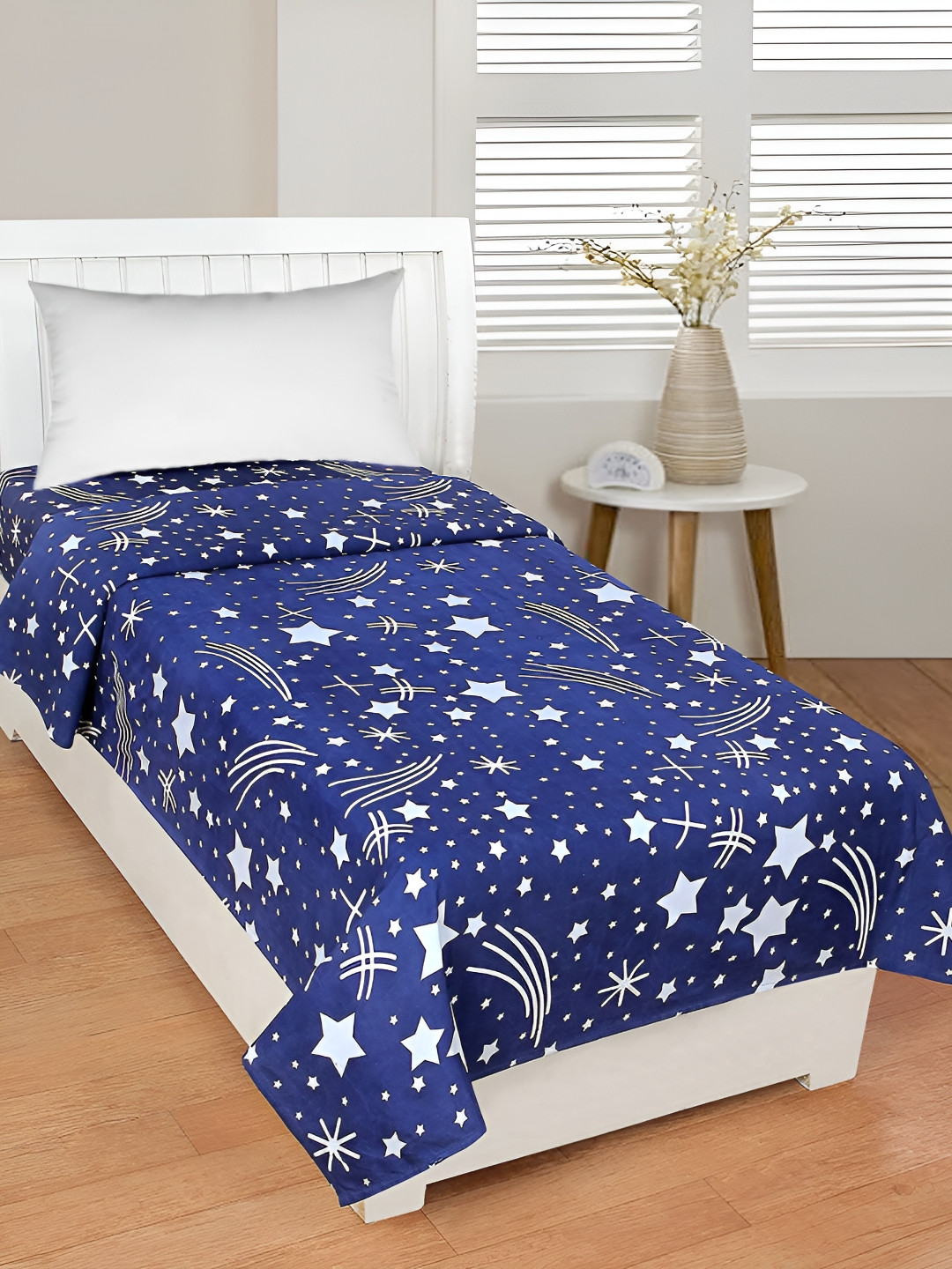 Supreme Home Collective Blue Geometric Microfiber 144 TC Single Bedsheet -59 x 89 inches