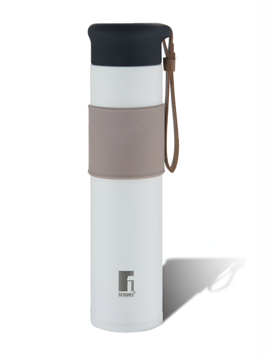 BERGNER Walking White Solid Stainless Steel Double Wall Vacuum Flask - 450ml