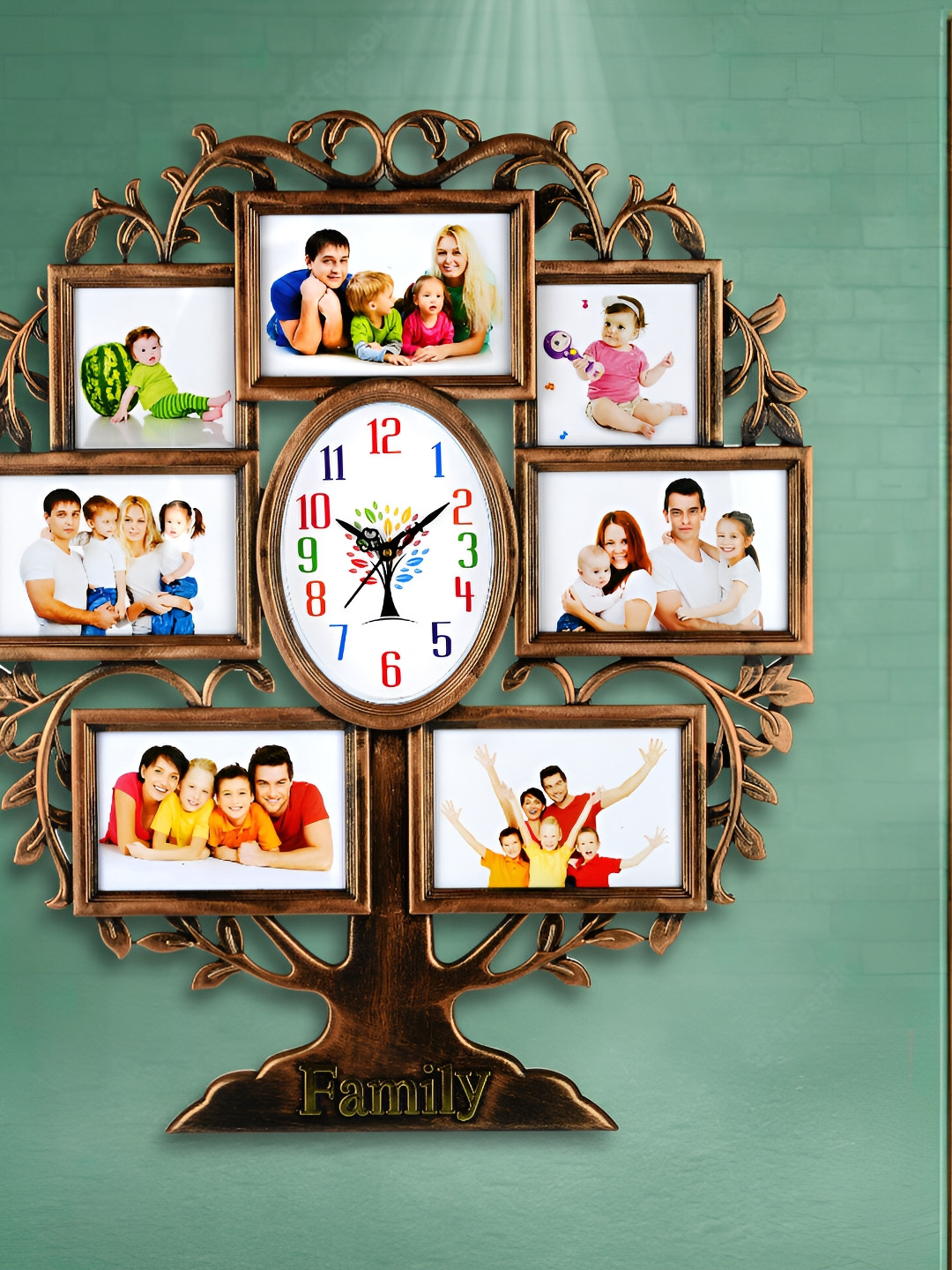 Attractionz Brown & White Round Shape Contemporary Wall Clock