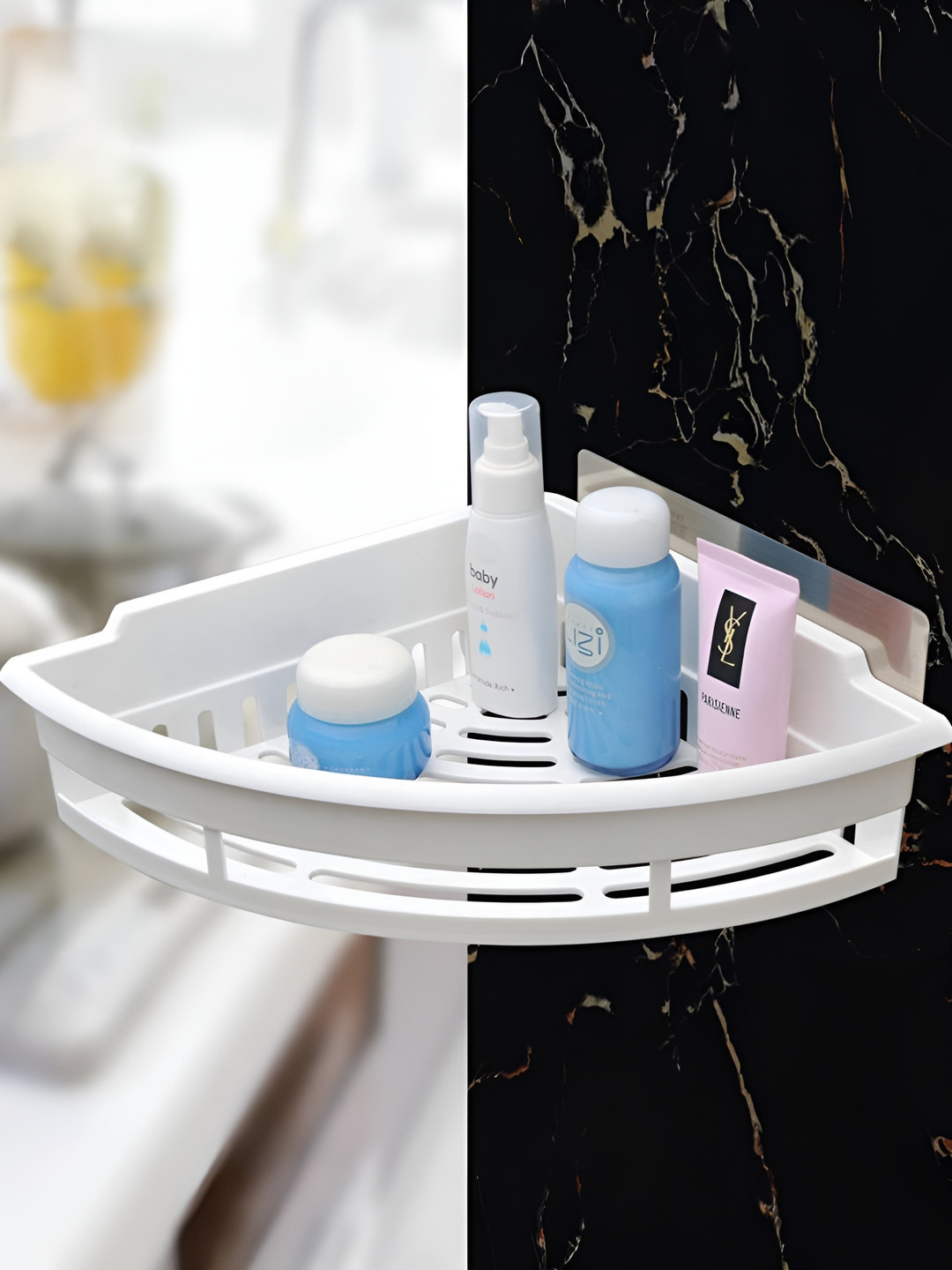 Kookee White Abstract Contemporary Bathroom Caddy