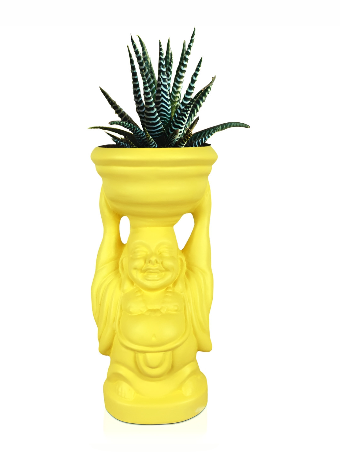LASAKI Yellow Laughing Buddha Ceramic Planter