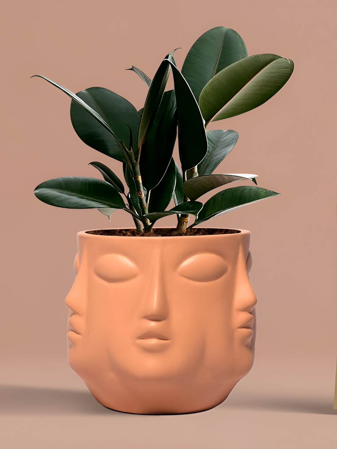 LASAKI Tan Brown Buddha Ceramic Planter