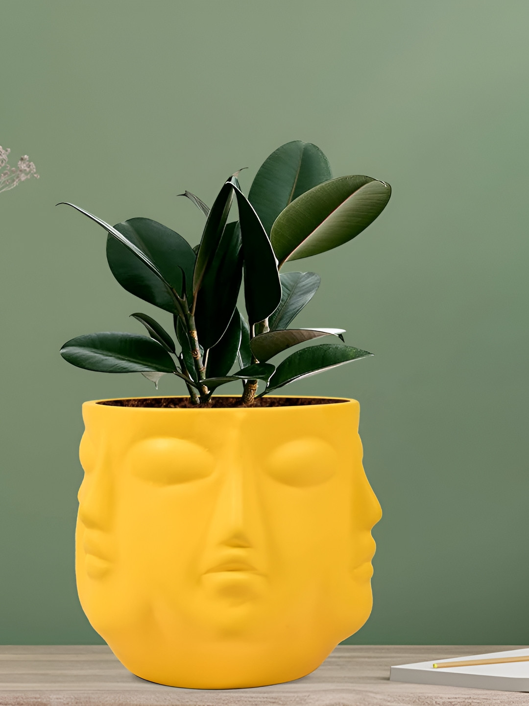 LASAKI Vivan Yellow Textured Ceramic Planter