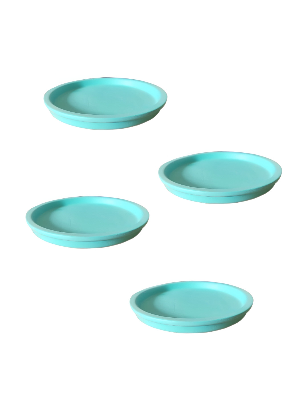 LASAKI Aqua Blue 4Pcs Ceramic Round Planters