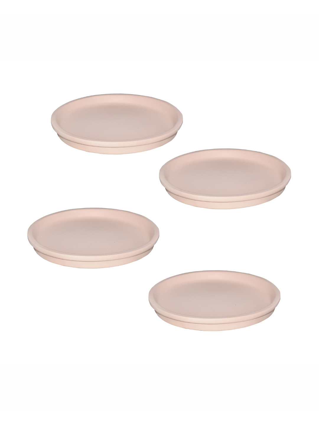 LASAKI Pink 4 Pieces Ceramic Round Planter Trays