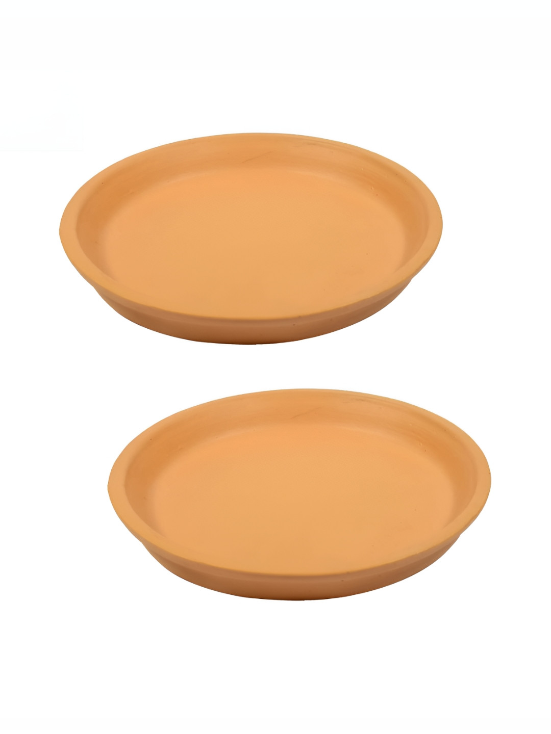 LASAKI Tan Brown 2Pcs Round Ceramic Planter Trays