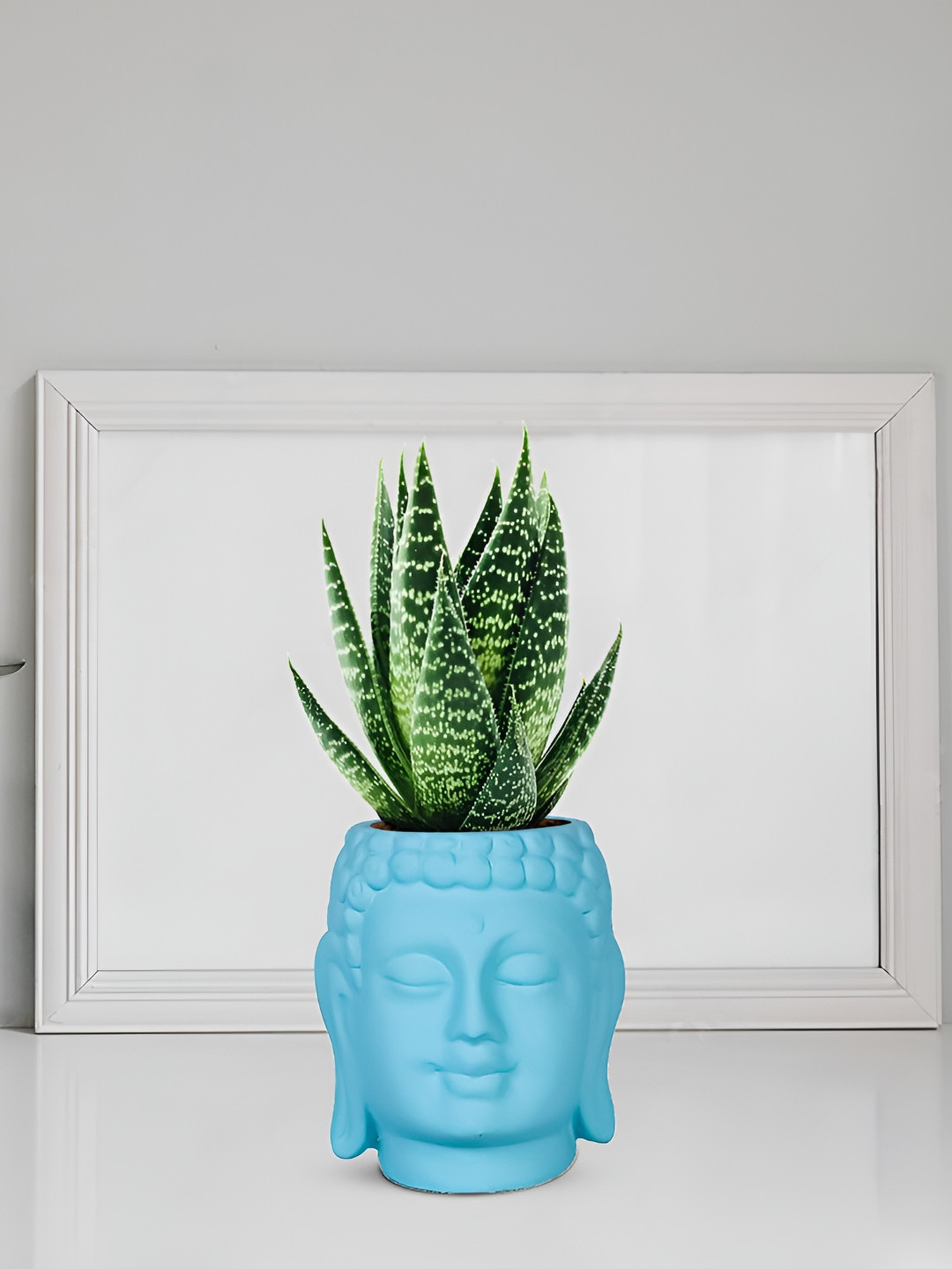 LASAKI Blue Buddha Textured Ceramic Planter
