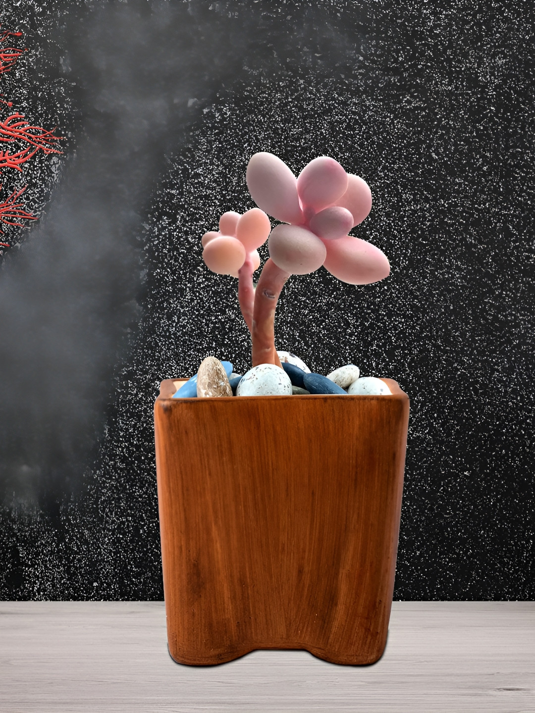 LASAKI Brown Textured Ceramic Planter