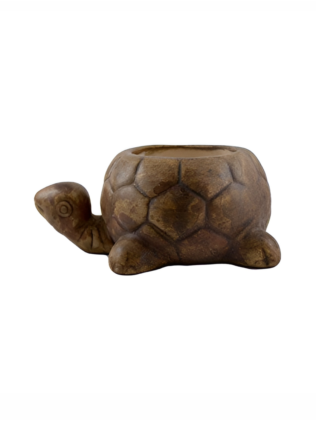 LASAKI Brown Texture Tortoise Shape Ceramic Planter