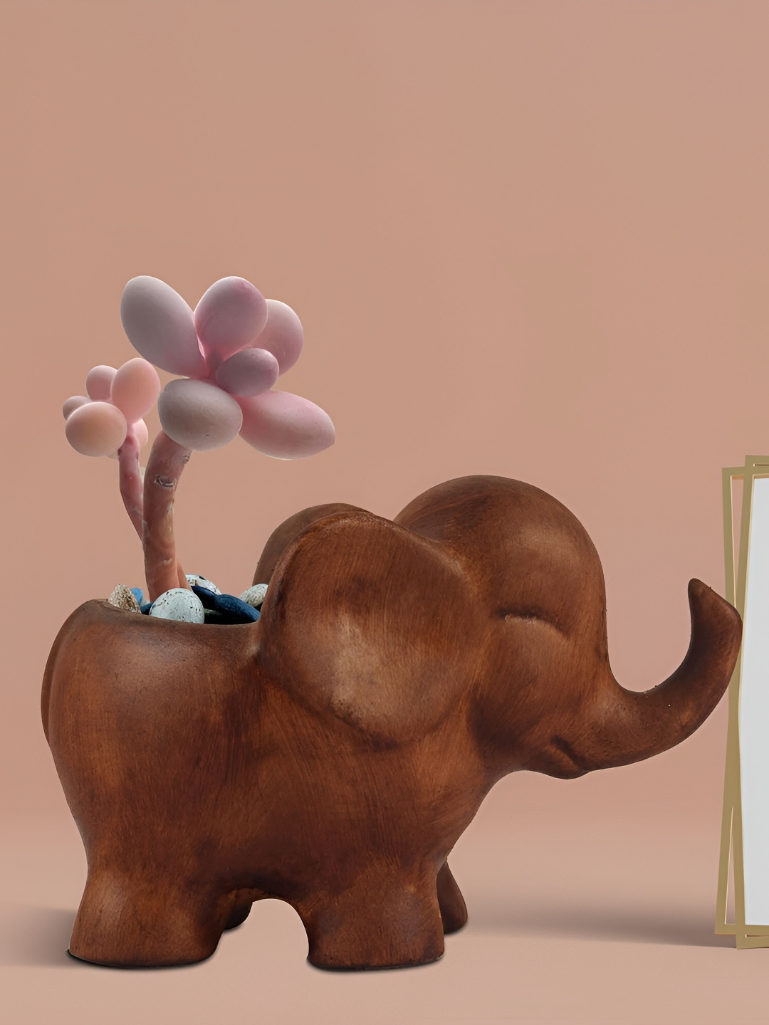 LASAKI Brown Elephant Shaped Ceramic Planter