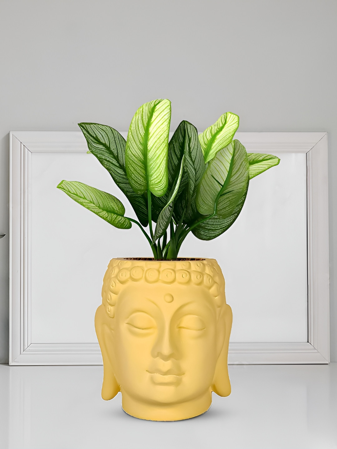LASAKI Yellow Buddha Textured Ceramic Planter
