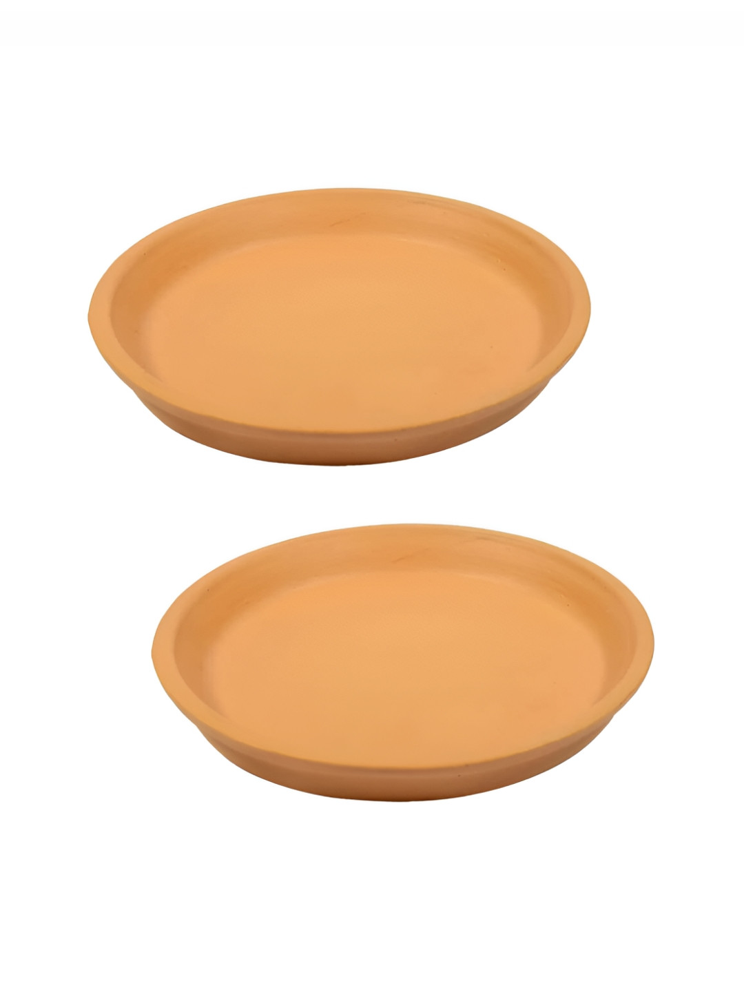 LASAKI Tan Brown 2 Pieces Round Ceramic Planter Trays