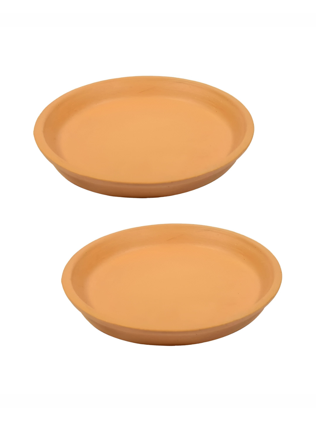 LASAKI Tan Brown 2 Pieces Ceramic Round Planter Trays