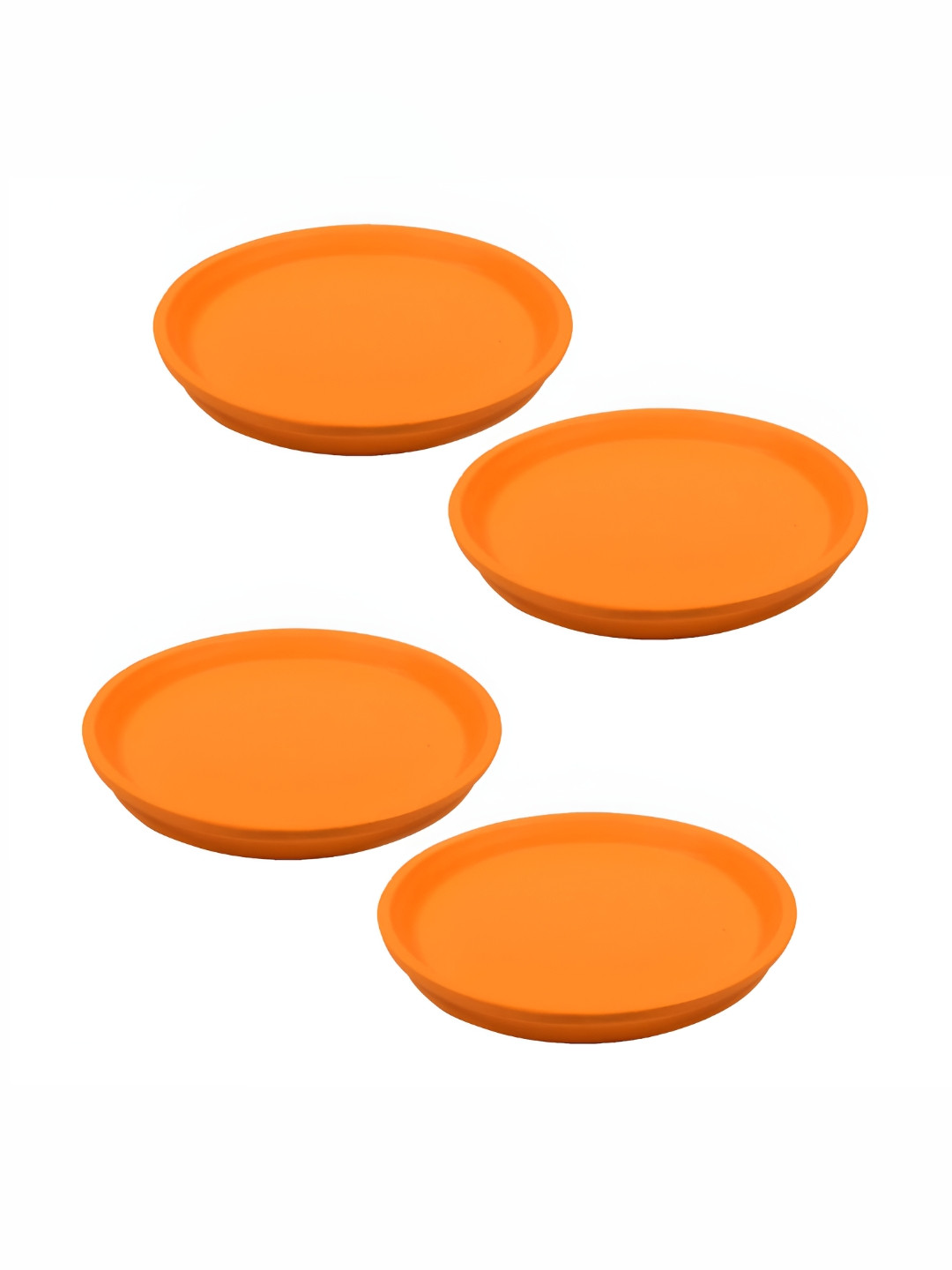 LASAKI Orange 4 Pieces Round Ceramic Planter Trays