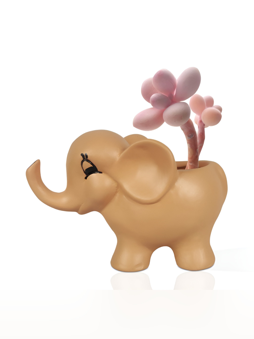 LASAKI Tan Brown Elephant Shaped Ceramic Planter
