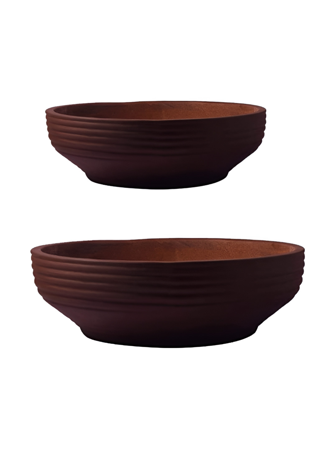 LASAKI Truffle Brown 2 Pieces Textured Ceramic Planter