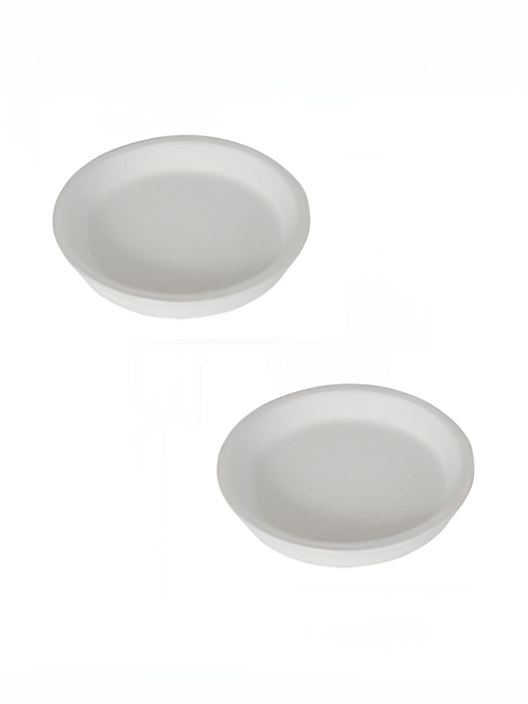 LASAKI 2 Pieces White Round Ceramic Pot Trays