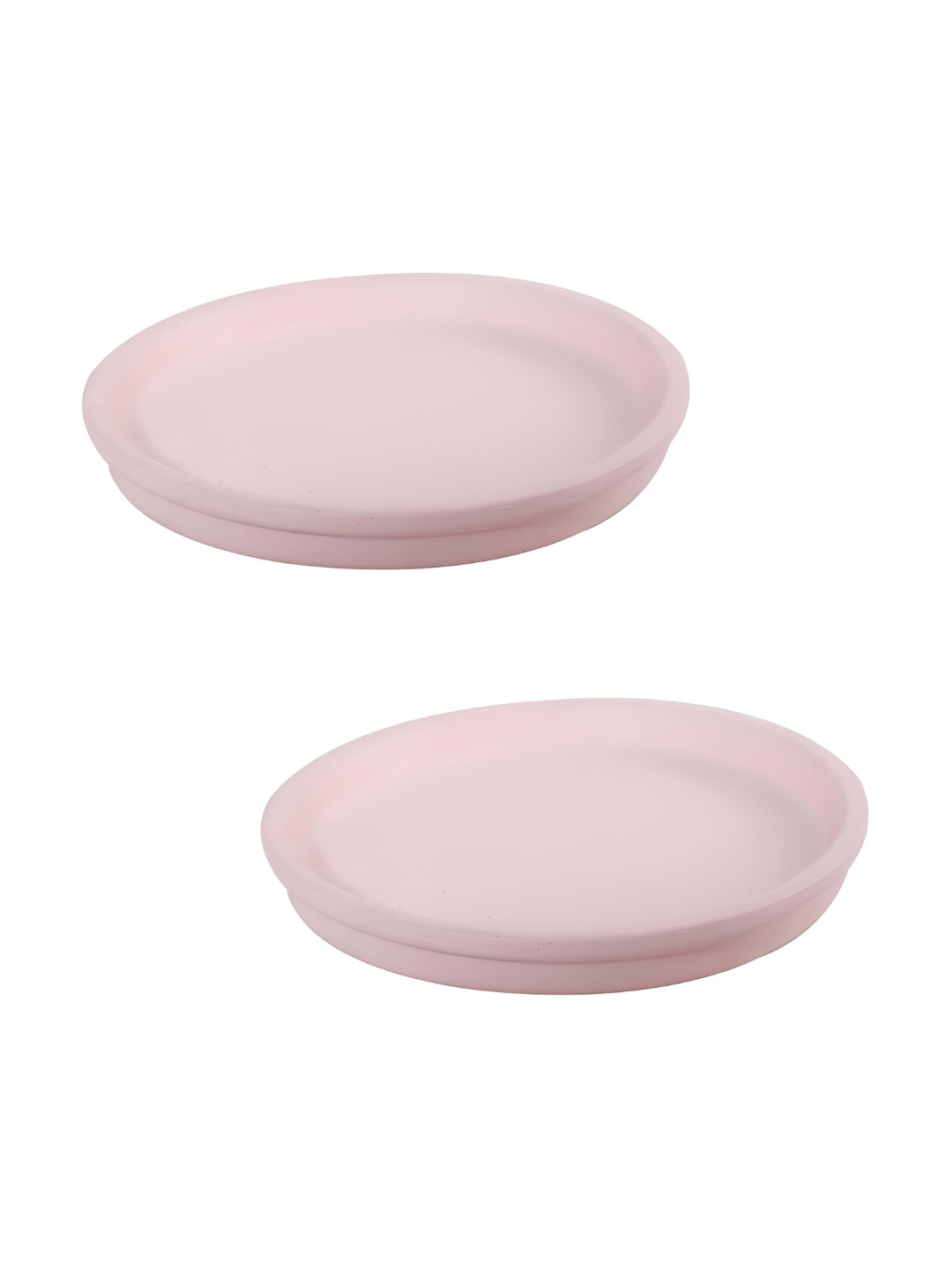 LASAKI 2 Pieces Pink Round Ceramic Pot Trays