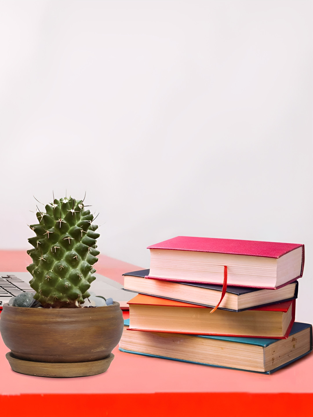 LASAKI Brown Textured Ceramic Planter With Tray Plate